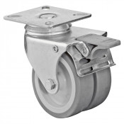 Roulette Appareil Bloc. Dir. Caoutchouc Gris Ø75mm 100kg Platine