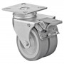Roulette Appareil Bloc. Dir. Caoutchouc Gris Ø75mm 100kg Platine