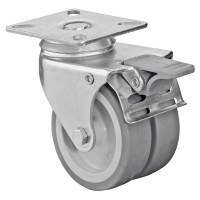 Roulette Appareil Bloc. Dir. Caoutchouc Gris Ø75mm 100kg Platine