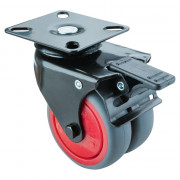 Roulette Appareil Bloc. Dir. Caoutchouc Gris Ø75mm 100kg Platine