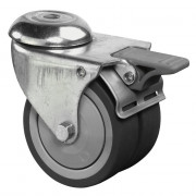 Roulette Appareil Bloc. Dir. Caoutchouc Gris Ø75mm 120kg Oeil