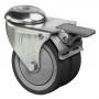 Roulette Appareil Bloc. Dir. Caoutchouc Gris Ø75mm 120kg Oeil