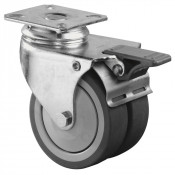 Roulette Appareil Bloc. Dir. Caoutchouc Gris Ø75mm 120kg Platine