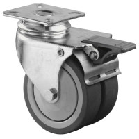 Roulette Appareil Bloc. Dir. Caoutchouc Gris Ø75mm 120kg Platine