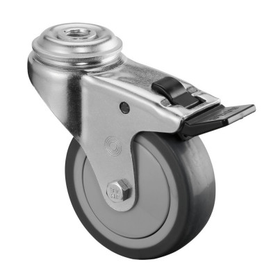 Roulette Appareil Bloc. Dir. Caoutchouc Gris Ø75mm 75kg Oeil