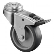 Roulette Appareil Bloc. Dir. Caoutchouc Gris Ø75mm 75kg Oeil