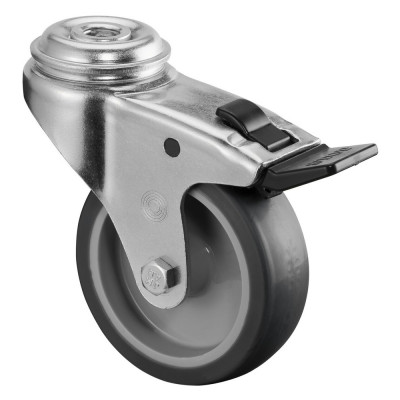Roulette Appareil Bloc. Dir. Caoutchouc Gris Ø75mm 75kg Oeil