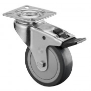 Roulette Appareil Bloc. Dir. Caoutchouc Gris Ø75mm 75kg Platine
