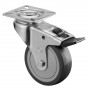 Roulette Appareil Bloc. Dir. Caoutchouc Gris Ø75mm 75kg Platine