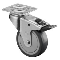 Roulette Appareil Bloc. Dir. Caoutchouc Gris Ø75mm 75kg Platine Roulette Appareil Bloc. Dir. Caoutchouc Gris Ø75mm 75kg Platine