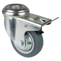 Roulette Appareil Bloc. Dir. Caoutchouc Gris Ø80mm 80kg Douille
