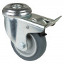 Roulette Appareil Bloc. Dir. Caoutchouc Gris Ø80mm 80kg Oeil