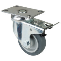 Roulette Appareil Bloc. Dir. Caoutchouc Gris Ø80mm 80kg Platine Roulette Appareil Bloc. Dir. Caoutchouc Gris Ø80mm 80kg Platine