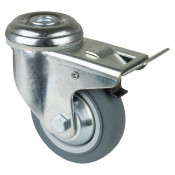 Roulette Appareil Bloc. Dir. Caoutchouc Gris Ø80mm 80kg Tige