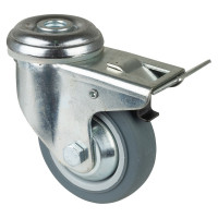 Roulette Appareil Bloc. Dir. Caoutchouc Gris Ø80mm 80kg Tige