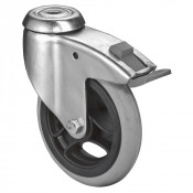 Roulette Appareil Bloc. Dir. Caoutchouc Gris, anti-crevaison Ø125mm 35kg Oeil