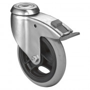 Roulette Appareil Bloc. Dir. Caoutchouc Gris, anti-crevaison Ø125mm 35kg Oeil