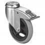 Roulette Appareil Bloc. Dir. Caoutchouc Gris, anti-crevaison Ø125mm 35kg Oeil