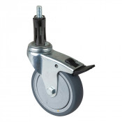 Roulette Appareil Bloc. Dir. Caoutchouc Gris Conduct. Ø100mm 70kg Douille