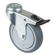 Roulette Appareil Bloc. Dir. Caoutchouc Gris Conduct. Ø100mm 70kg Oeil