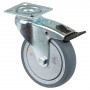 Roulette Appareil Bloc. Dir. Caoutchouc Gris Conduct. Ø100mm 70kg Platine