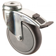 Roulette Appareil Bloc. Dir. Caoutchouc Gris Conduct. Ø125mm 100kg Oeil