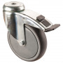 Roulette Appareil Bloc. Dir. Caoutchouc Gris Conduct. Ø125mm 100kg Oeil
