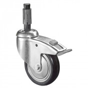 Roulette Appareil Bloc. Dir. Caoutchouc Gris Conduct. Ø150mm 100kg Douille