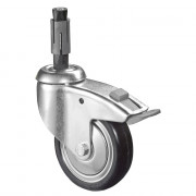 Roulette Appareil Bloc. Dir. Caoutchouc Gris Conduct. Ø150mm 100kg Douille
