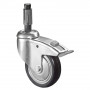 Roulette Appareil Bloc. Dir. Caoutchouc Gris Conduct. Ø150mm 100kg Douille