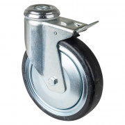 Roulette Appareil Bloc. Dir. Caoutchouc Gris Conduct. Ø150mm 100kg Tige
