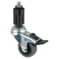 Roulette Appareil Bloc. Dir. Caoutchouc Gris Conduct. Ø50mm 50kg Douille