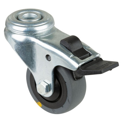 Roulette Appareil Bloc. Dir. Caoutchouc Gris Conduct. Ø50mm 50kg Oeil