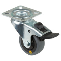 Roulette Appareil Bloc. Dir. Caoutchouc Gris Conduct. Ø50mm 50kg Platine