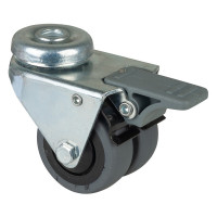 Roulette Appareil Bloc. Dir. Caoutchouc Gris Conduct. Ø50mm 70kg Oeil