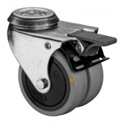Roulette Appareil Bloc. Dir. Caoutchouc Gris Conduct. Ø75mm 100kg Oeil
