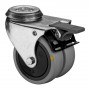 Roulette Appareil Bloc. Dir. Caoutchouc Gris Conduct. Ø75mm 100kg Oeil