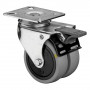 Roulette Appareil Bloc. Dir. Caoutchouc Gris Conduct. Ø75mm 100kg Platine