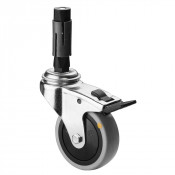 Roulette Appareil Bloc. Dir. Caoutchouc Gris Conduct. Ø75mm 60kg Douille