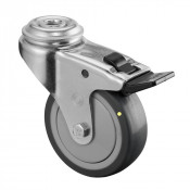Roulette Appareil Bloc. Dir. Caoutchouc Gris Conduct. Ø75mm 60kg Oeil
