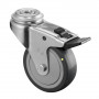 Roulette Appareil Bloc. Dir. Caoutchouc Gris Conduct. Ø75mm 60kg Oeil