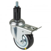 Roulette Appareil Bloc. Dir. Caoutchouc Gris Conduct. Ø80mm 80kg Douille
