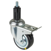 Roulette Appareil Bloc. Dir. Caoutchouc Gris Conduct. Ø80mm 80kg Douille