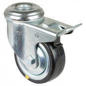 Roulette Appareil Bloc. Dir. Caoutchouc Gris Conduct. Ø80mm 80kg Oeil