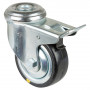 Roulette Appareil Bloc. Dir. Caoutchouc Gris Conduct. Ø80mm 80kg Oeil