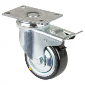 Roulette Appareil Bloc. Dir. Caoutchouc Gris Conduct. Ø80mm 80kg Platine