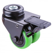 Roulette Appareil Bloc. Dir. Caoutchouc vert Ø50mm 80kg Oeil