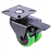 Roulette Appareil Bloc. Dir. Caoutchouc vert Ø50mm 80kg Platine