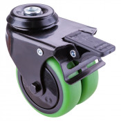 Roulette Appareil Bloc. Dir. Caoutchouc vert Ø75mm 100kg Oeil