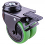 Roulette Appareil Bloc. Dir. Caoutchouc vert Ø75mm 100kg Oeil